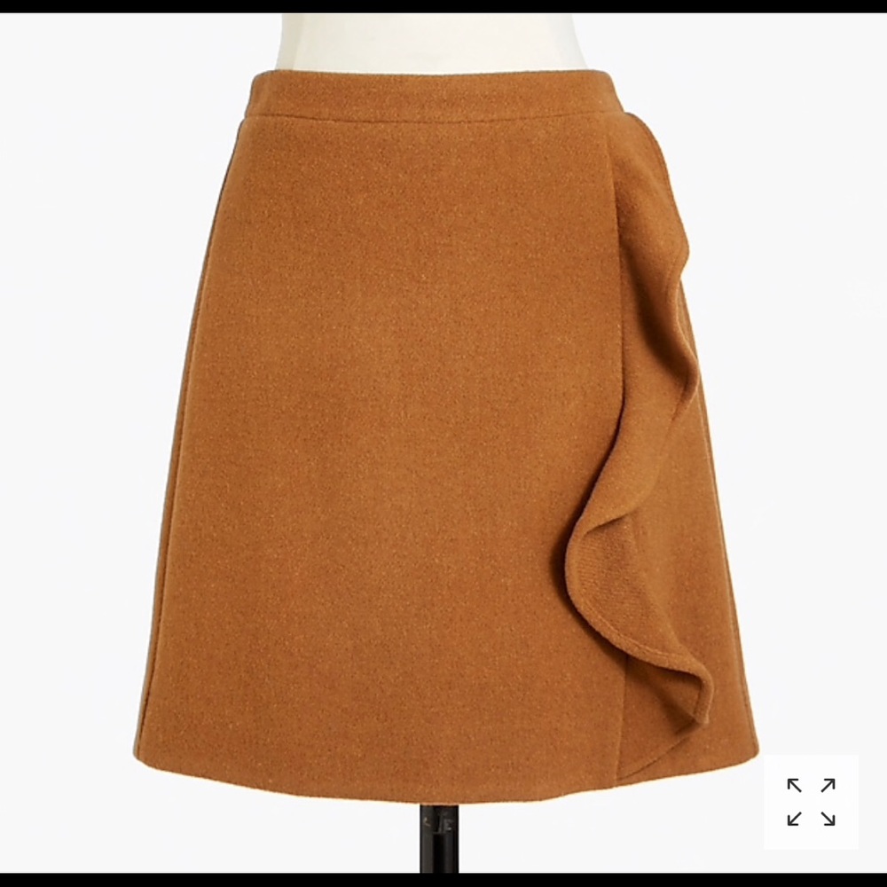 NWT Ruffle-front mini skirt in double-serge wool